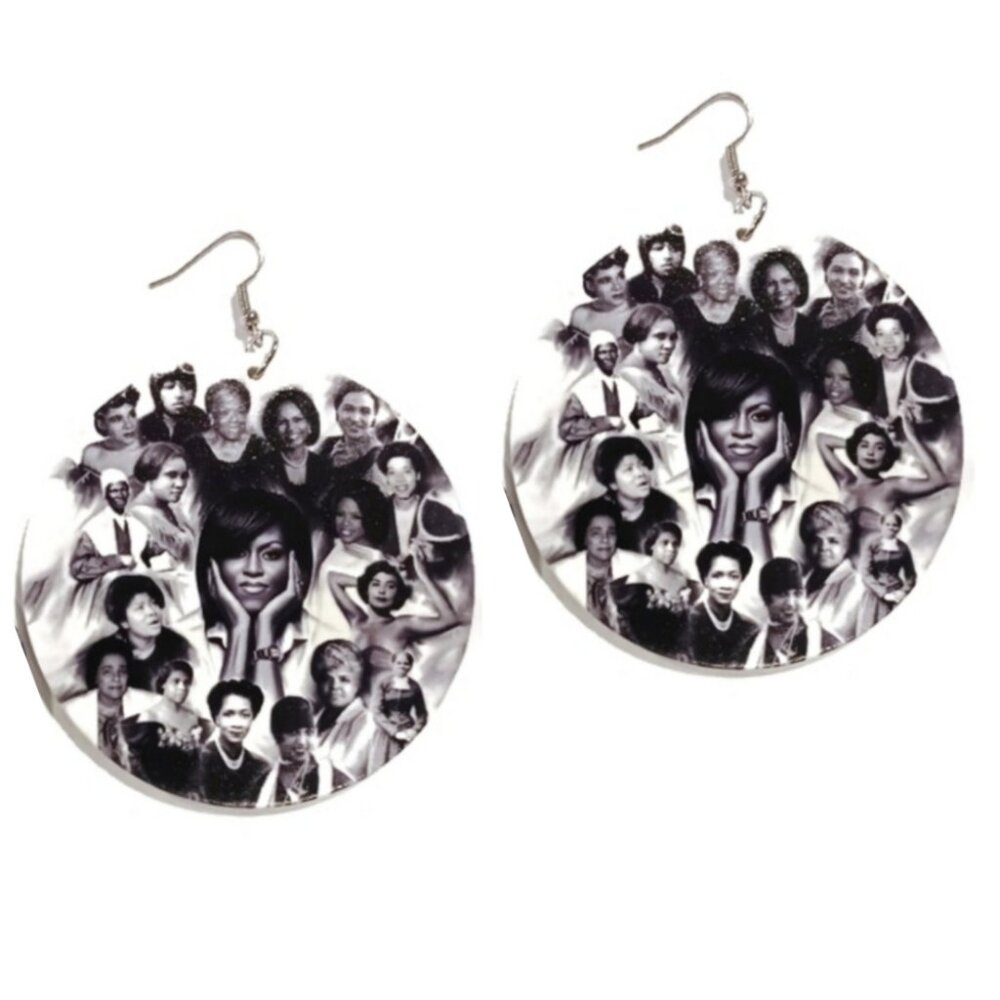 Phenomenal Black Women of History Large Statement Dangle Wood Earrings